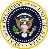 Seal of the President of the United States, eagle with blue background
